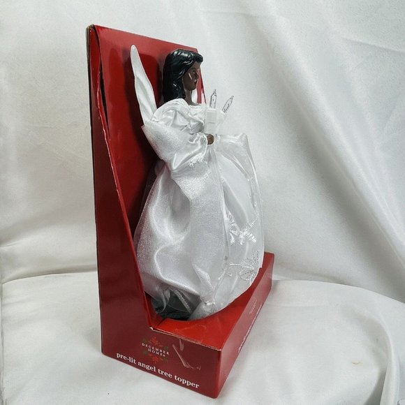 African American Angel Tree Topper 10 Inch Incandescent December Home Pre-Lit - Picture 4 of 8